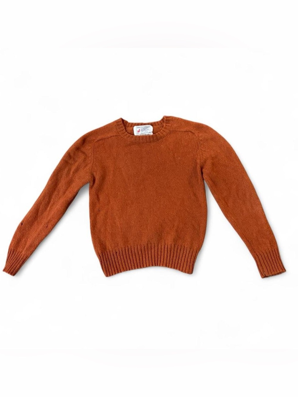 Vintage Shetlander Crazy Horse Rust Wool Sweater 100% Shetland Crewneck Pullover